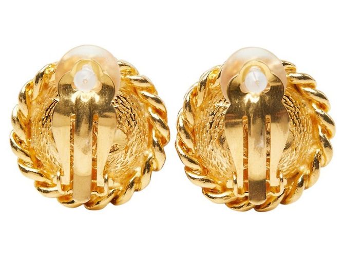 Orecchini Chanel Vintage Round Clip Blu D'oro - vista 3