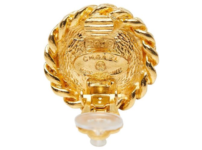 Orecchini Chanel Vintage Round Clip Blu D'oro - vista 4