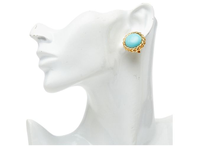 Orecchini Chanel Vintage Round Clip Blu D'oro - vista 5