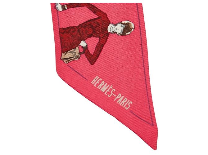 Hermès Foulard Twilly in seta rosa Hermes - vista 2