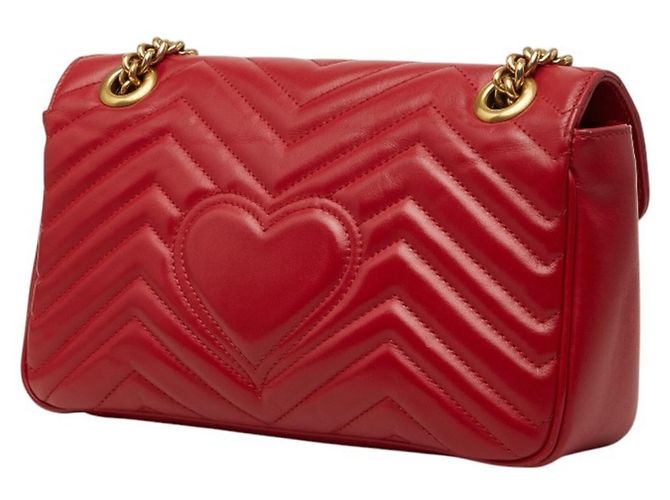 Borsa a tracolla con catena Gucci GG Marmont Rosso D'oro - vista 2