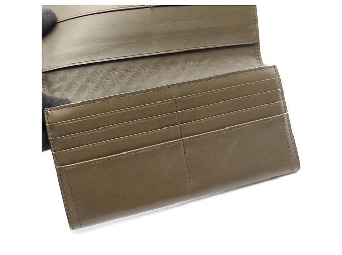 Cartera larga bi-fold Intrecciato Khaki Bottega Veneta - vista 10