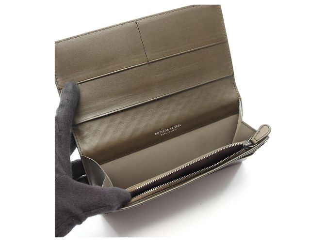 Cartera larga bi-fold Intrecciato Khaki Bottega Veneta - vista 3