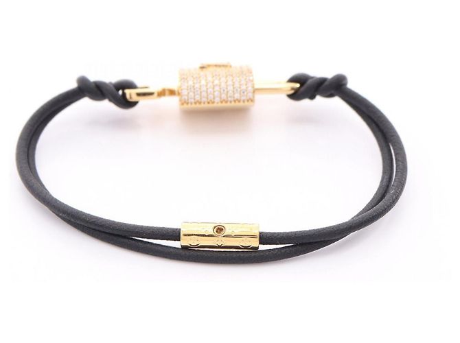 Bracciale Charm Louis Vuitton LV Padlock Nero D'oro - vista 2