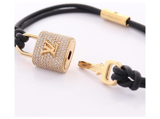 Bracciale Charm Louis Vuitton LV Padlock Nero D'oro - vista 3