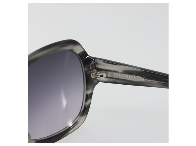 Occhiali da sole Miu Miu in plastica nero e argento Auth BA14751 - vista 11