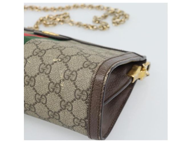 Borsa a tracolla GUCCI GG Supreme Web Sherry Ophidia Chain in PVC 503877 Auth BA14699 Beige - vista 10