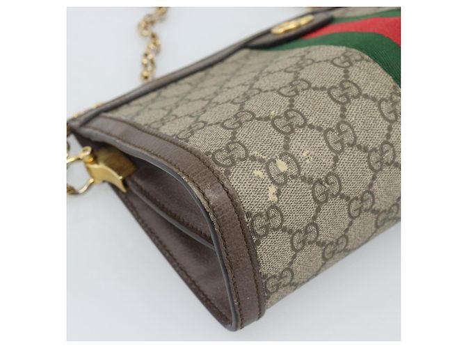 Borsa a tracolla GUCCI GG Supreme Web Sherry Ophidia Chain in PVC 503877 Auth BA14699 Beige - vista 11