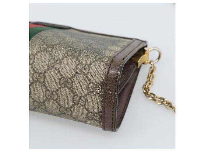 Borsa a tracolla GUCCI GG Supreme Web Sherry Ophidia Chain in PVC 503877 Auth BA14699 Beige - vista 12