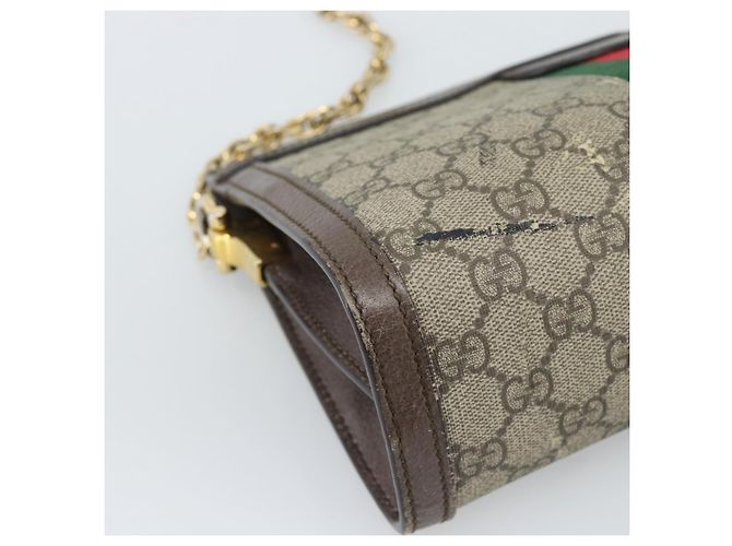 Borsa a tracolla GUCCI GG Supreme Web Sherry Ophidia Chain in PVC 503877 Auth BA14699 Beige - vista 13