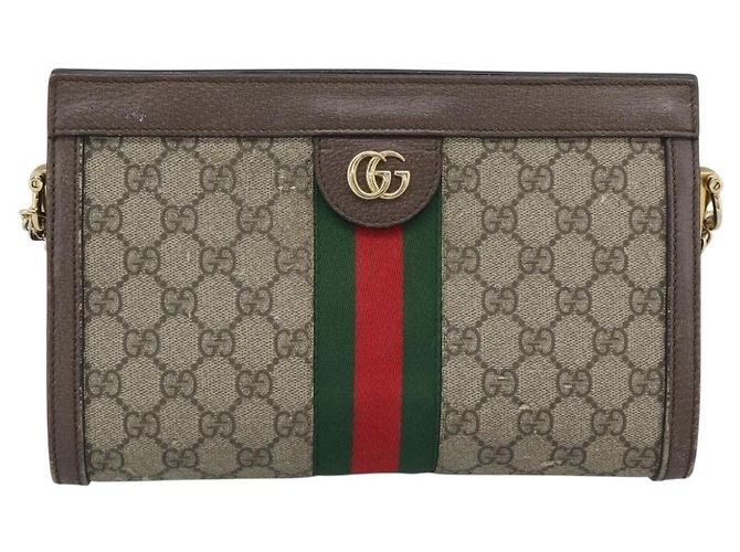 Borsa a tracolla GUCCI GG Supreme Web Sherry Ophidia Chain in PVC 503877 Auth BA14699 Beige - vista 2