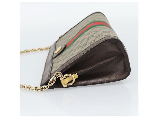 Borsa a tracolla GUCCI GG Supreme Web Sherry Ophidia Chain in PVC 503877 Auth BA14699 Beige - vista 4