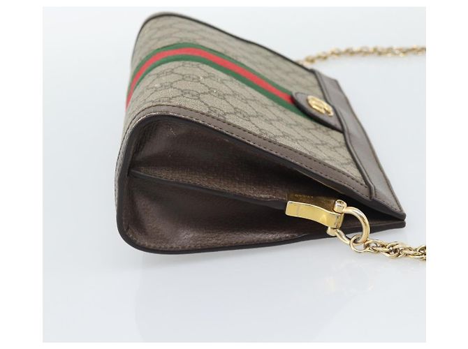 Borsa a tracolla GUCCI GG Supreme Web Sherry Ophidia Chain in PVC 503877 Auth BA14699 Beige - vista 5