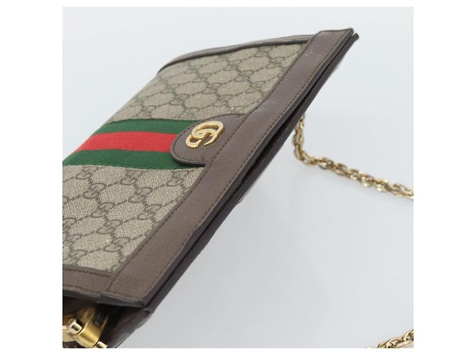 Borsa a tracolla GUCCI GG Supreme Web Sherry Ophidia Chain in PVC 503877 Auth BA14699 Beige - vista 6