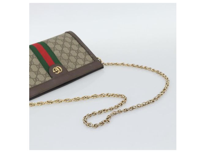 Borsa a tracolla GUCCI GG Supreme Web Sherry Ophidia Chain in PVC 503877 Auth BA14699 Beige - vista 7