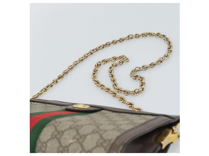 Borsa a tracolla GUCCI GG Supreme Web Sherry Ophidia Chain in PVC 503877 Auth BA14699 Beige - vista 8