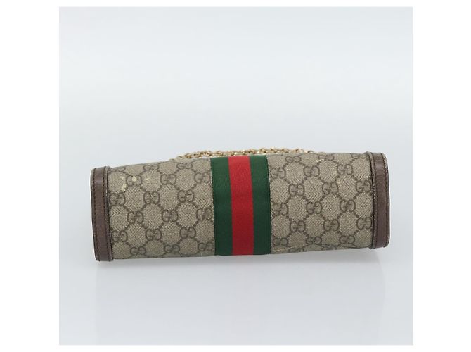 Borsa a tracolla GUCCI GG Supreme Web Sherry Ophidia Chain in PVC 503877 Auth BA14699 Beige - vista 9