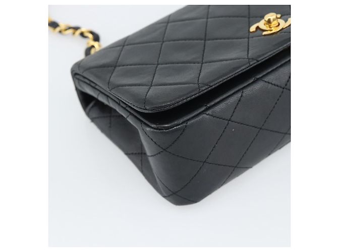 CHANEL Matelasse Chain Shoulder Bag Lamb Skin Black Gold CC Auth 194950V Noir Doré - vue 11