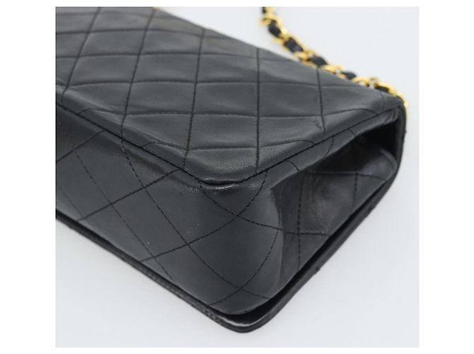 CHANEL Matelasse Chain Shoulder Bag Lamb Skin Black Gold CC Auth 194950V Noir Doré - vue 12