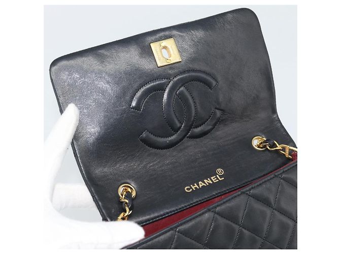 CHANEL Matelasse Chain Shoulder Bag Lamb Skin Black Gold CC Auth 194950V Noir Doré - vue 14