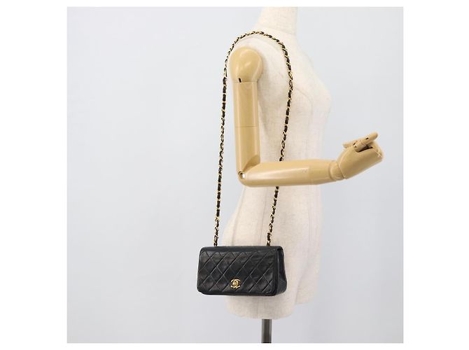 CHANEL Matelasse Chain Shoulder Bag Lamb Skin Black Gold CC Auth 194950V Noir Doré - vue 21