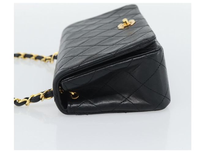 CHANEL Matelasse Chain Shoulder Bag Lamb Skin Black Gold CC Auth 194950V Noir Doré - vue 4