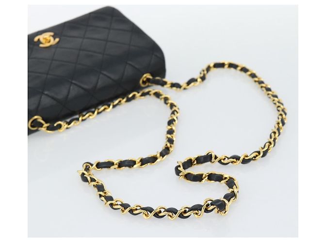CHANEL Matelasse Chain Shoulder Bag Lamb Skin Black Gold CC Auth 194950V Noir Doré - vue 7