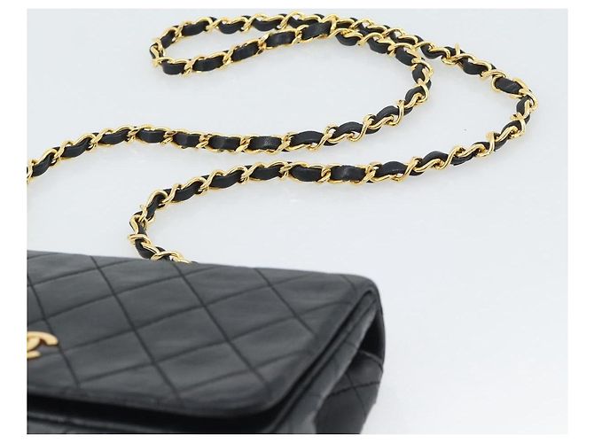 CHANEL Matelasse Chain Shoulder Bag Lamb Skin Black Gold CC Auth 194950V Noir Doré - vue 8