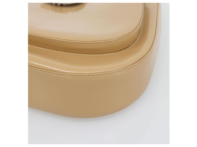 Borsa a Spalla Salvatore Ferragamo Gancini in Pelle Vernice Beige Argento Auth 195268 - vista 10