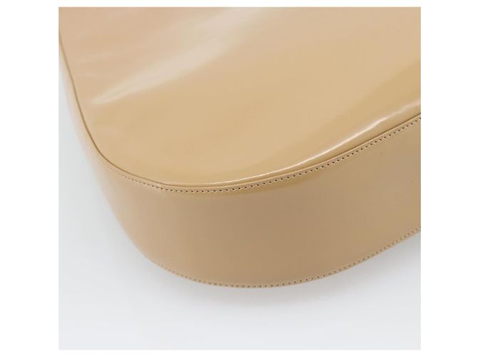 Borsa a Spalla Salvatore Ferragamo Gancini in Pelle Vernice Beige Argento Auth 195268 - vista 13