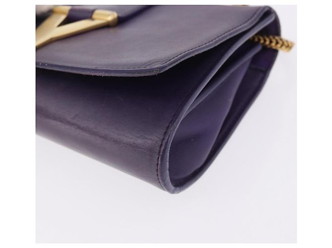 SAINT LAURENT Borsa a tracolla Classic Y Line Chain Small in pelle viola Auth bs36364 D'oro Porpora - vista 11