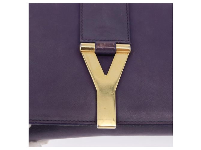 SAINT LAURENT Borsa a tracolla Classic Y Line Chain Small in pelle viola Auth bs36364 D'oro Porpora - vista 14
