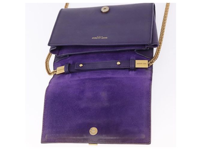 SAINT LAURENT Borsa a tracolla Classic Y Line Chain Small in pelle viola Auth bs36364 D'oro Porpora - vista 15