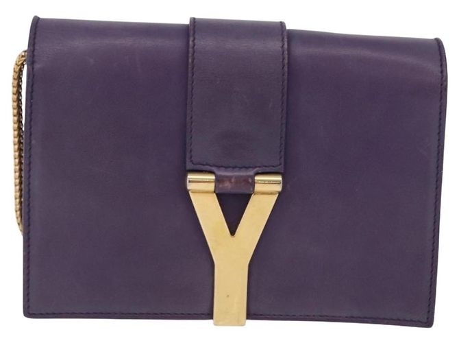 SAINT LAURENT Borsa a tracolla Classic Y Line Chain Small in pelle viola Auth bs36364 D'oro Porpora - vista 2