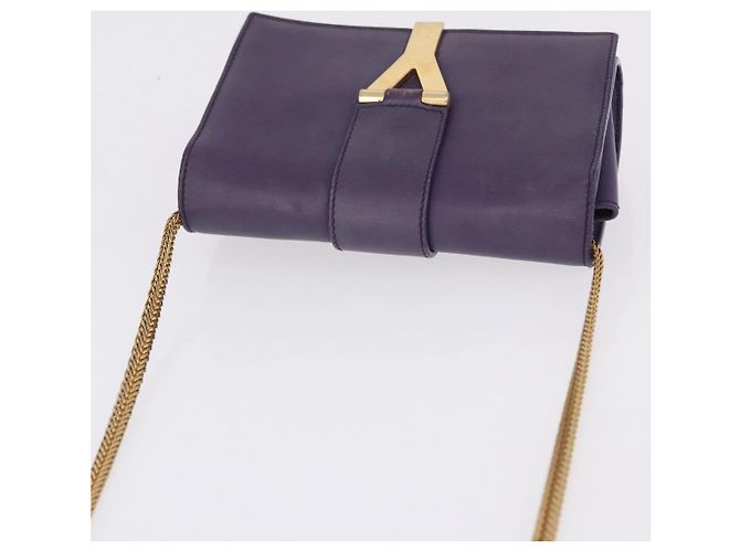 SAINT LAURENT Borsa a tracolla Classic Y Line Chain Small in pelle viola Auth bs36364 D'oro Porpora - vista 6