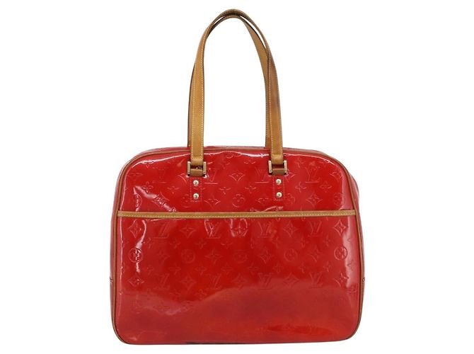 LOUIS VUITTON Borsa Monogram Vernis Sutton Rosso Rouge M91080 LV Auth 195186 - vista 2