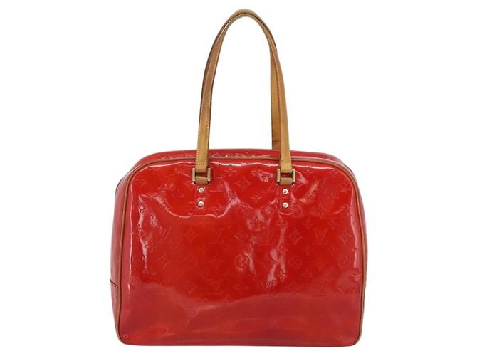 LOUIS VUITTON Borsa Monogram Vernis Sutton Rosso Rouge M91080 LV Auth 195186 - vista 3