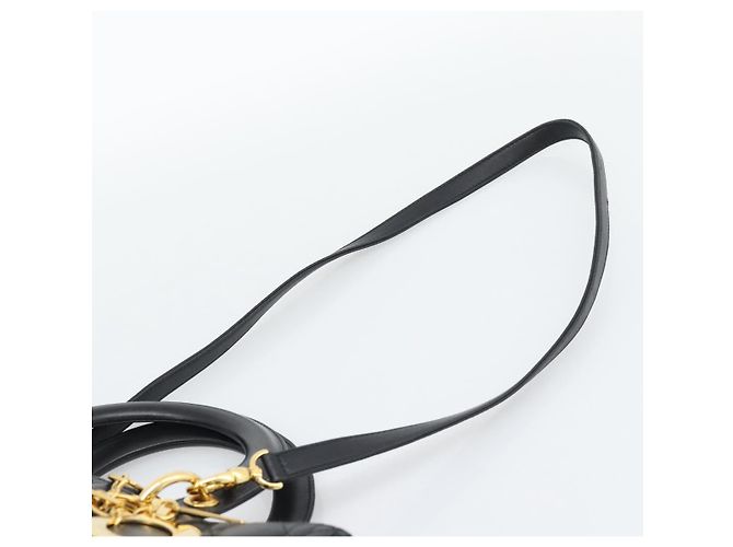 Borsa Christian Dior Lady Dior Canage in pelle di agnello 2way Nero Oro Auth 194922SAM D'oro - vista 10