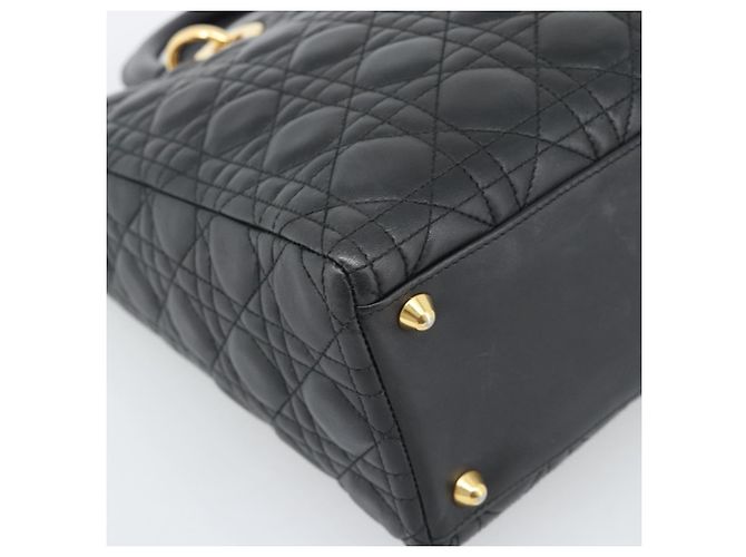 Borsa Christian Dior Lady Dior Canage in pelle di agnello 2way Nero Oro Auth 194922SAM D'oro - vista 13
