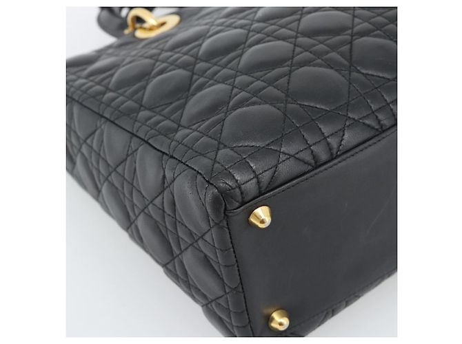 Borsa Christian Dior Lady Dior Canage in pelle di agnello 2way Nero Oro Auth 194922SAM D'oro - vista 15
