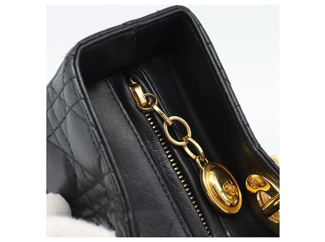 Borsa Christian Dior Lady Dior Canage in pelle di agnello 2way Nero Oro Auth 194922SAM D'oro - vista 17