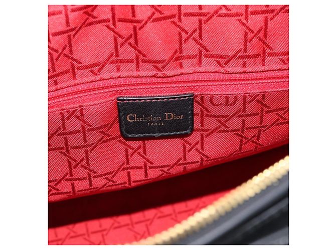 Borsa Christian Dior Lady Dior Canage in pelle di agnello 2way Nero Oro Auth 194922SAM D'oro - vista 18