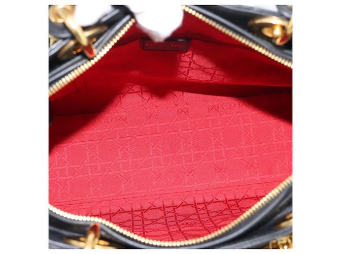 Borsa Christian Dior Lady Dior Canage in pelle di agnello 2way Nero Oro Auth 194922SAM D'oro - vista 19