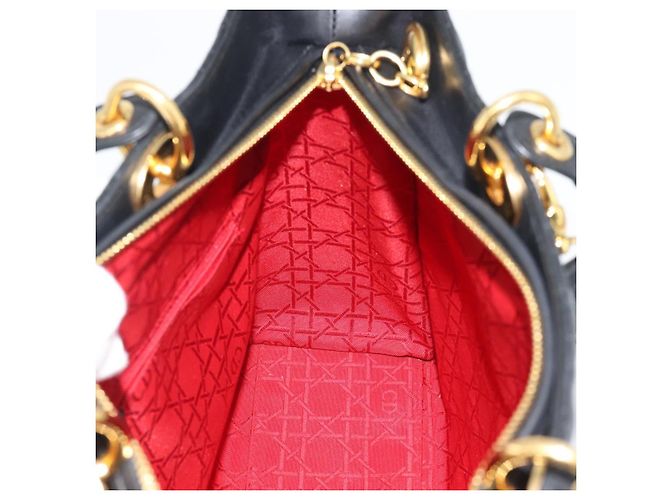 Borsa Christian Dior Lady Dior Canage in pelle di agnello 2way Nero Oro Auth 194922SAM D'oro - vista 20