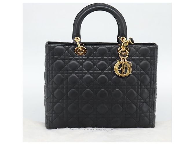Borsa Christian Dior Lady Dior Canage in pelle di agnello 2way Nero Oro Auth 194922SAM D'oro - vista 26