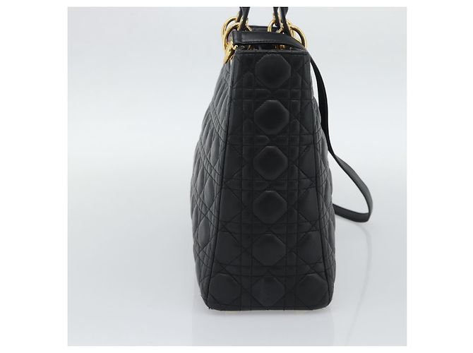 Borsa Christian Dior Lady Dior Canage in pelle di agnello 2way Nero Oro Auth 194922SAM D'oro - vista 4