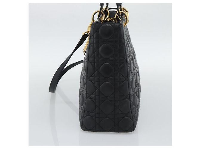 Borsa Christian Dior Lady Dior Canage in pelle di agnello 2way Nero Oro Auth 194922SAM D'oro - vista 5