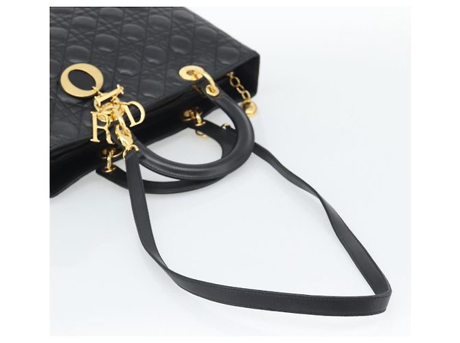 Borsa Christian Dior Lady Dior Canage in pelle di agnello 2way Nero Oro Auth 194922SAM D'oro - vista 9