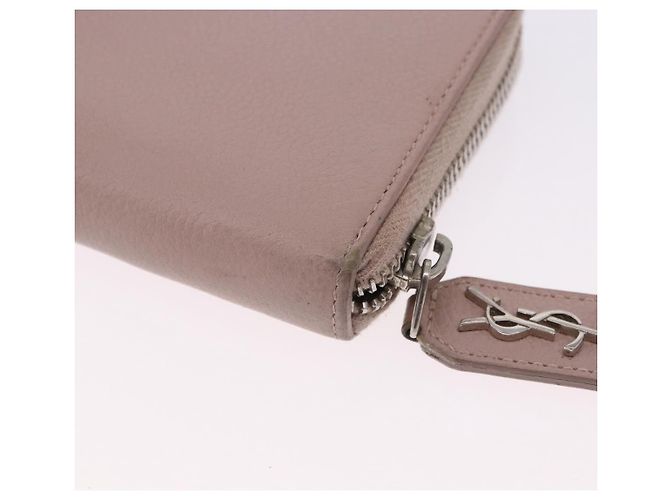 SAINT LAURENT Long Wallet Leather Beige Silver Auth bs36457 Argento - vista 11
