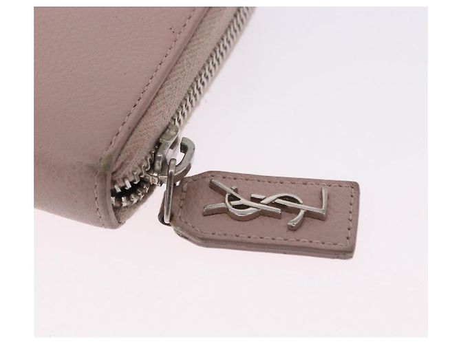 SAINT LAURENT Long Wallet Leather Beige Silver Auth bs36457 Argento - vista 12